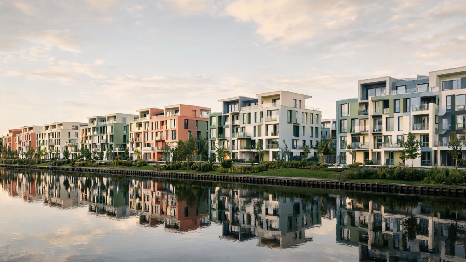Moderne woningen aan het water in Almere