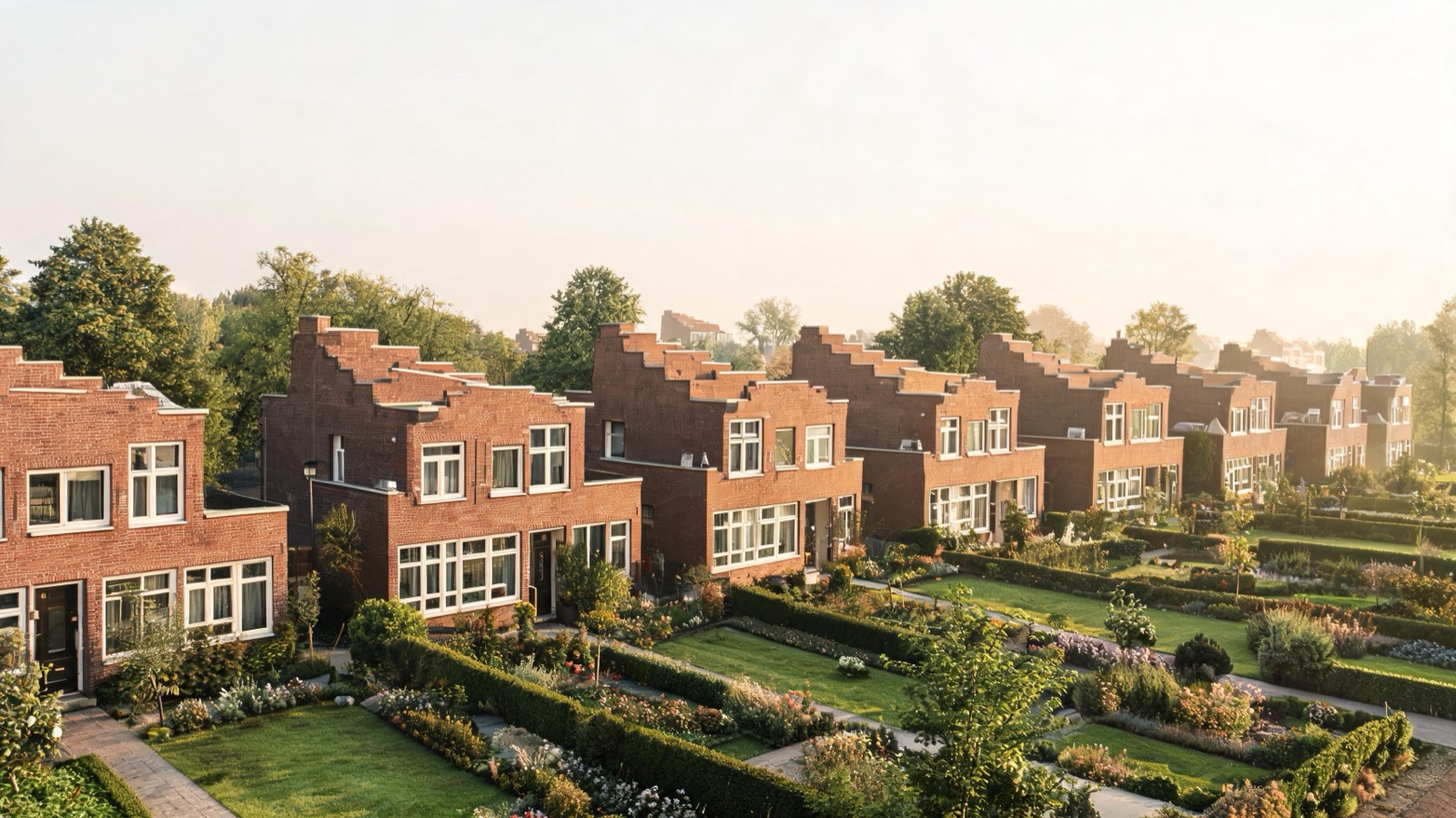 Woningen in een lommerrijke straat in Hilversum